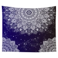Blue and black mandala tapestry with starry night and celestial constellations - Cgt042-6 / 95*73 (brushed Finish)