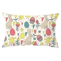 Paashaas en kuiken bedrukte perzikhuid lendenkussenhoes voor decoratie - Paas Al-over Print (YZ061-14) / 30x50cm Alleen Hoes