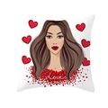 Peach skin pillowcase featuring stylish woman with red hearts and Love print pattern - Fashion Woman Illustration And Polka Dot Hearts (TPR243(2))