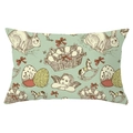 Paashaas lendenkussenhoes in lichtgroen met zachte perzikachtige stofkwaliteit - Lichtgroene Vintage Vakantie (YZ061-15) / 30x50cm Alleen Hoes