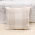 Nordischer Kissenbezug mit beigefarbenem Gingham-Muster für Sofa und Wohndekoration - Cremeweiß
