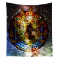 Nordic mystical tapestry with occult palm and Hamsa eye on a galaxy nebula background - Cgt042-9 / 95*73 (brushed Finish)