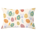 Paashaas en gekleurde eieren patroon perzikhuid lendenkussenhoes voor woondecoratie - Al-over Eierkonijn (YZ061-18) / 30x50cm Alleen Hoes