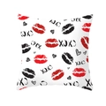 Peach skin pillowcase featuring red lips, hearts, and XOXO print for Valentine's Day - Red Black Lips And XOXO Pattern (TPR243(6))