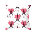 White peach skin pillowcase with pink hearts, Eiffel Tower, and I love you print - Eiffel Tower And I Love You Pattern (TPR243(7))