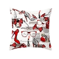 Peach skin pillowcase with fashion illustrations of red heels and vintage Paris elements - Paris Vintage Fashion Elements (TPR243(8))