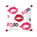 Lip print and XOXO pattern peach skin square pillowcase for Valentine decoration - All Over Lips And XOXO Print (TPR243(9))