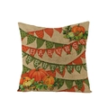 Thanksgiving harvest pillow cover with pumpkin print and Harvest Greetings bunting banner - HARVEST GREETINGS Orange Pumpkin (JYM107-19)