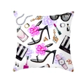 Square peach skin pillowcase featuring watercolor fashion accessories on white background - Exquisite Women's Fashion Items Watercolor (TPR243(12))