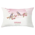 Paaslendenkussenhoes van perzikhuid met aquarel vogel en roze bloemenprint - Lente Bloemen Vogel Aquarel (YZ061-25) / 30x50cm Alleen Hoes