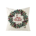Funda de cojín navideño nórdico con corona de acuarela sobre tela de poliéster beige - Estilo Corona de Navidad (JYM106-4) / 45x45cm (Sin Relleno)