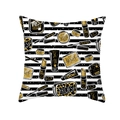 Peach skin pillowcase with black stripes and gold cosmetic pattern for Valentine's Day - Polka Dot Stripes And Makeup Illustration (TPR243(13))