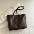 Borsa tote retrò in pelle marrone scuro con grande capacità e design minimale - Marrone