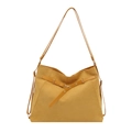 Bolso tote grande retro amarillo mostaza con textura de ante y hebillas metálicas - Amarillo