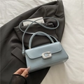 Petit sac à main bleu clair avec boucle G en strass et bandoulière réglable - Bleu