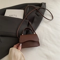 Deep brown crossbody bag with crocodile pattern and silver hardware in mini square style - Brown