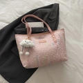 Borsa tote rosa goffrata con texture a rombi e ciondolo a nuvola da donna - Con ciondolo / Rosa
