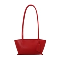 Borsa sottobraccio in pelle rossa opaca con struttura trapezoidale e doppi manici - Rosso