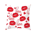 Peach skin pillow cover with red lip prints and love pattern for Valentine's Day decor - Lips And Hearts Love All Over Print (TPR243(17))