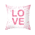 Square peach skin pillowcase with LOVE text and scattered pink hearts for Valentines - Central LOVE And Radial Hearts (TPR243(18))