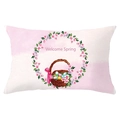Pasen lendenkussenhoes met bloemenkrans en Welcome Spring tekst in zachtroze - Roze Mandkrans (YZ061-31) / 30x50cm Alleen Hoes