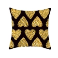 Square black pillow cover with repeating metallic gold sequin heart patterns - Black Base Gold Sequin Style Hearts (TPR243(22))