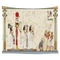 Egyptian Pharaoh tapestry with hieroglyphics and ancient ritual art design - Ritual Procession and Thoth Columns (CGT032-5) / 95x73 Brushed Type