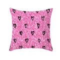 Pink glitter throw pillow cover with black hand-drawn hearts for sofa decoration - Pink Glitter Style Base And Hollow Hearts (TPR243(23))
