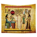 Egyptian papyrus tapestry featuring pharaoh and hieroglyphics on a white background - Ra and Isis Myth Scene (CGT032-7) / 95x73 Brushed Type