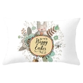 Witte kussensloop met Happy Easter konijnenprint en bloemen voor Pasen - Grijs Hartkonijn Groeten (YZ061-37) / 30x50cm Alleen Hoes