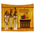 Golden Ancient Egyptian Pharaoh tapestry wall hanging with hieroglyphics design - Three Pharaoh Figures Golden Tone (CGT032-8) / 95x73 Brushed Type