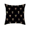 Square peach skin pillowcase in black featuring golden glitter heart patterns - Black Base Gold Hand Drawn Glitter Hearts (TPR243(25))