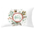 Paashaas kussensloop van perzikhuid met lente bijen en bloemenprint decoratie - Lente Bij Bloemen (YZ061-39) / 30x50cm Alleen Hoes