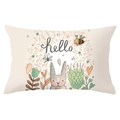 Pasen lendenkussensloop met schattig grijs konijn, bijen en hello-tekstprint - Hallo Konijn Illustratie (YZ061-40) / 30x50cm Alleen Hoes