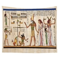 Egyptian Anubis mythological tapestry wall hanging with ancient hieroglyphs pattern - Anubis Judgment Scene (CGT032-11) / 95x73cm Brushed Style