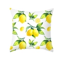Nordic style white cushion cover with summer lemon and green leaf watercolor print - Watercolor Lemon Branch Style (TPR296-2)