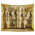 Egyptian Pharaoh tapestry featuring goddesses on papyrus texture background - Goddess and Royal Female Figures (CGT032-13) / 95x73 Brushed Type