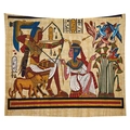 Egyptian pharaoh hunting scene tapestry with papyrus texture and royal artwork - Royal Hunting and Social Scene (CGT032-14) / 95x73 Brushed Type
