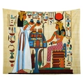 Ancient Egyptian pharaoh tapestry featuring a ritual scene with hieroglyphs on papyrus - Ritual Offerings and Sun Disk Deities (CGT032-15) / 95x73 Brushed Type