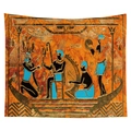 Ancient Egyptian Pharaoh tapestry with gold foil details and turquoise accents - Court Musicians and Pharaoh Gold Outline (CGT032-17) / 95x73 Brushed Style