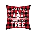 Christmas buffalo plaid pillowcase with Farm Fresh Christmas Trees print for festive decor - Farm Fresh Christmas Tree Text Style (TPR302-10)