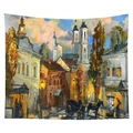 Nordic street oil painting tapestry with impressionist architecture and horse carriage - Cgt044-1 / 95*73 (brushed Finish)