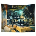 Modern abstract oil painting tapestry with warm interior scene and textured brushstrokes - Cgt044-4 / 95*73 (brushed Finish)