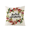 Nordic Christmas pillowcase with merry christmas print and festive holly berry wreath - Red Berries Green Pine Wreath Pattern (JYM110-11)