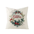 Funda de cojín navideño con corona de acebo en acuarela y texto merry Christmas - Estilo Corona de Bayas Rojas (JYM106-5) / 45x45cm (Sin Relleno)