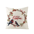 Funda de cojín navideño con pájaros rojos, corona de bayas y texto festivo - Estilo Pájaro Rojo Acuarela (JYM106-6) / 45x45cm (Sin Relleno)
