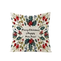Funda de cojín navideño nórdico con corona de acuarela y texto de felicitación - Estilo Deseos de Año Nuevo (JYM106-8) / 45x45cm (Sin Relleno)