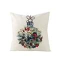 Funda de cojín cuadrada con estampado de acuarela de pájaro navideño y corona de acebo - Estilo Ilustración Bola de Navidad (JYM106-9) / 45x45cm (Sin Relleno)