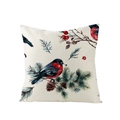 Funda de cojín navideño nórdico con estampado de camachuelo y ramas de pino - Estilo Pájaro del Bosque de Invierno (JYM106-11) / 45x45cm (Sin Relleno)