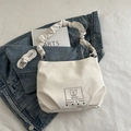 Bolso de hombro blanco con estampado de oso, asa rizada y correa extraíble de mujer - Blanco Sin Colgante